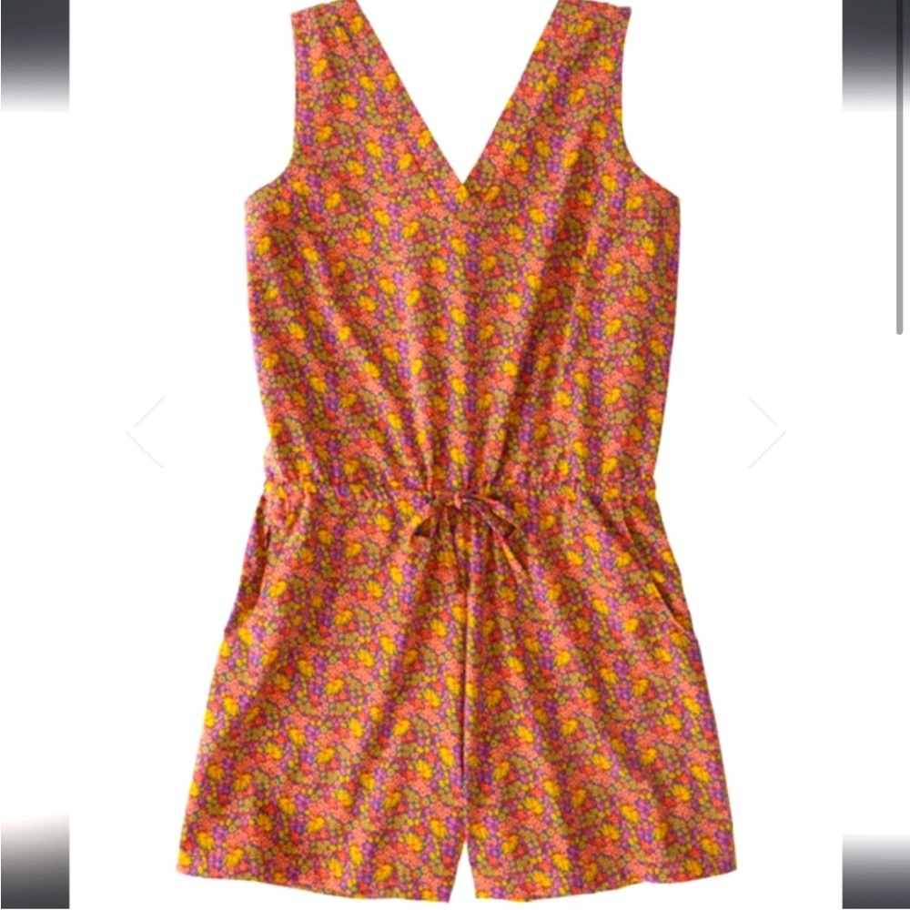 Toad&Co Floral Print Sleeveless Romper in Pink & Yellow
